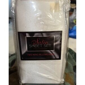 New 2‎ Satin King Pillowcases Pillowcase Ivory Polyester